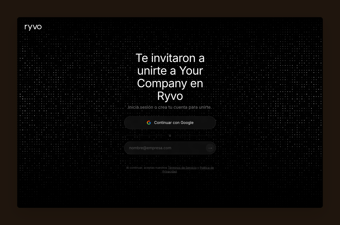 Te invitaron a unirte a una cuenta en Ryvo