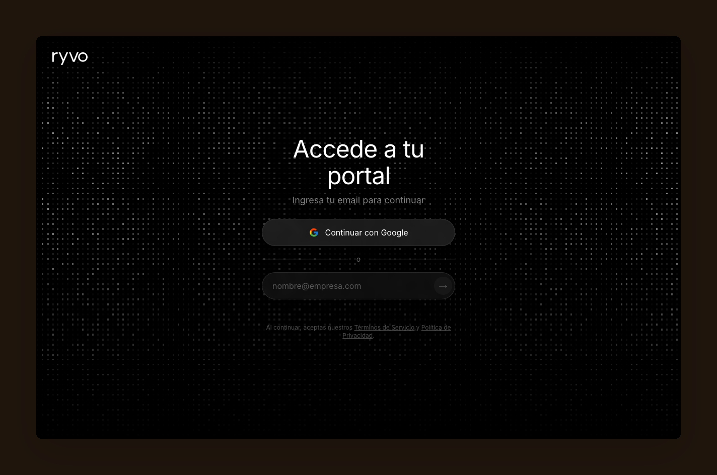 Inicio de sesión en Ryvo