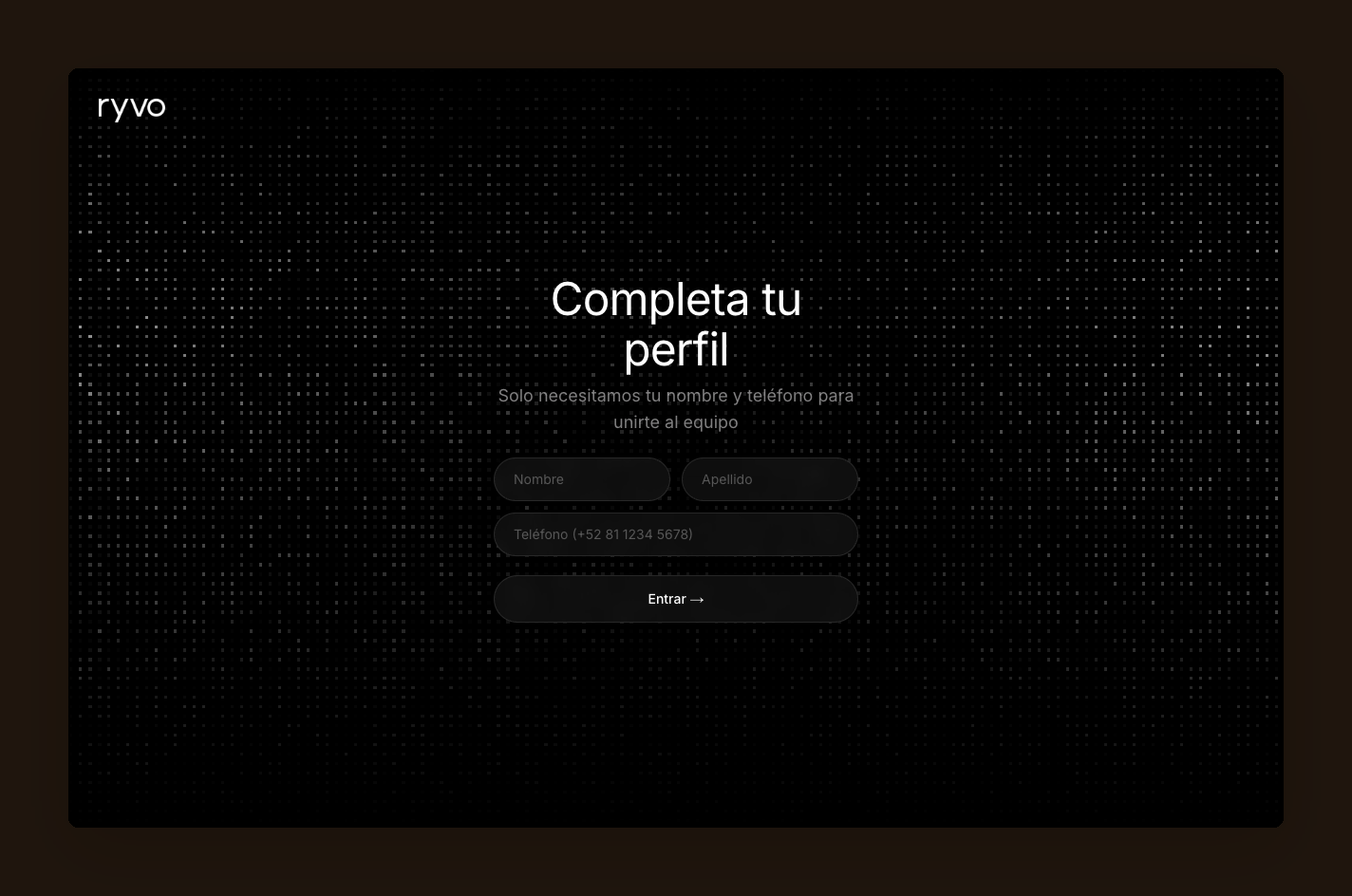 Completa tu perfil con nombre, apellido y teléfono