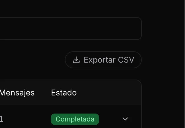 El nuevo botón "Exportar CSV" en la barra de filtros
