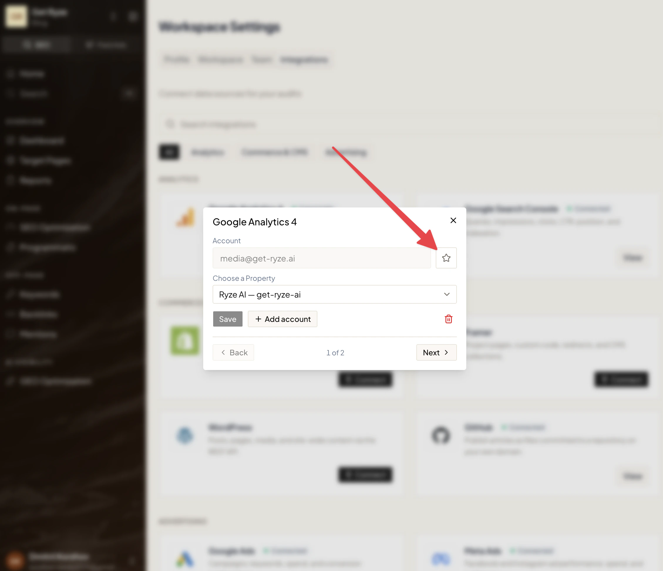 Adding a second account and setting the primary with the star