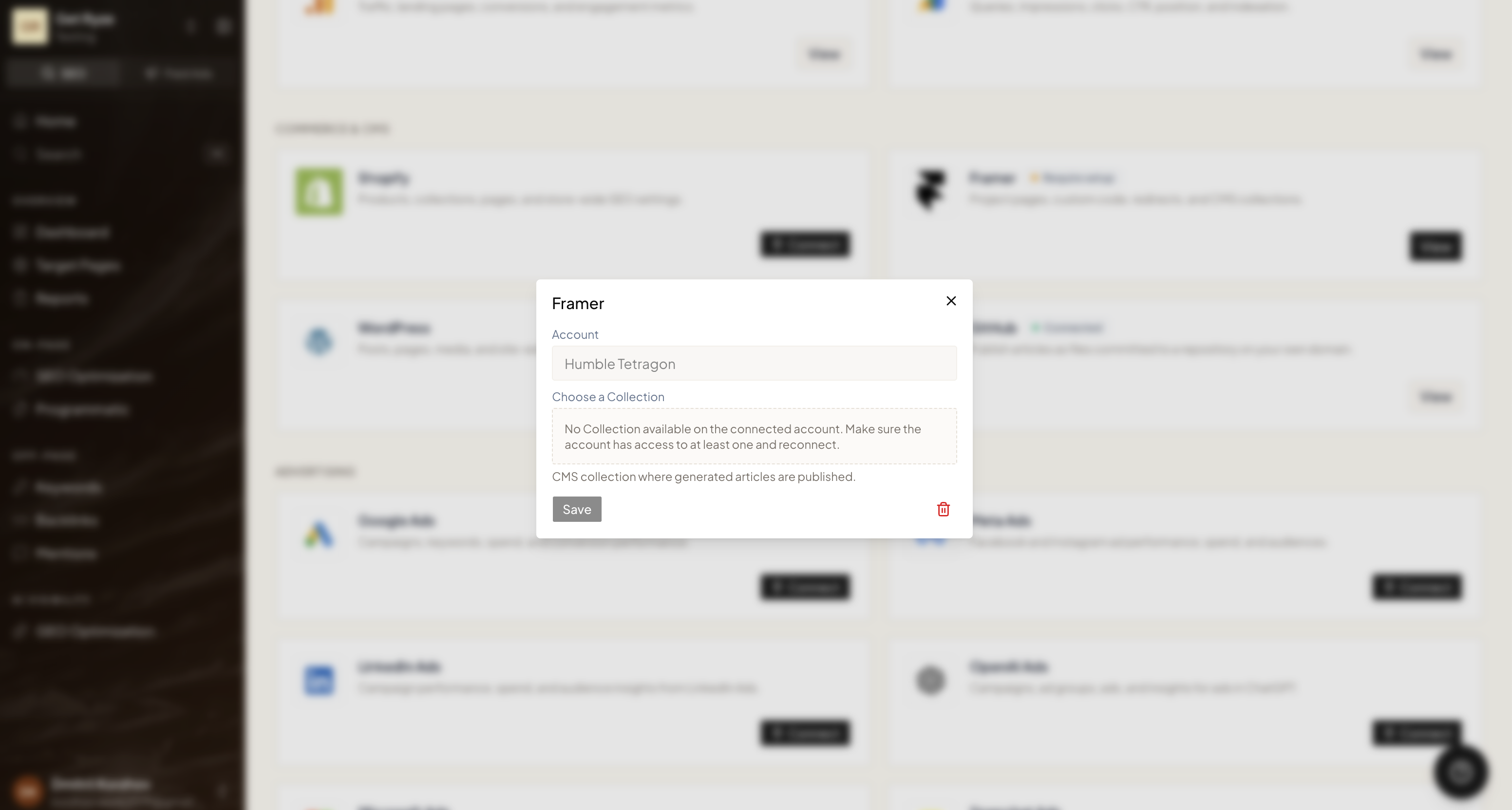 Choosing a CMS Collection for the Framer integration