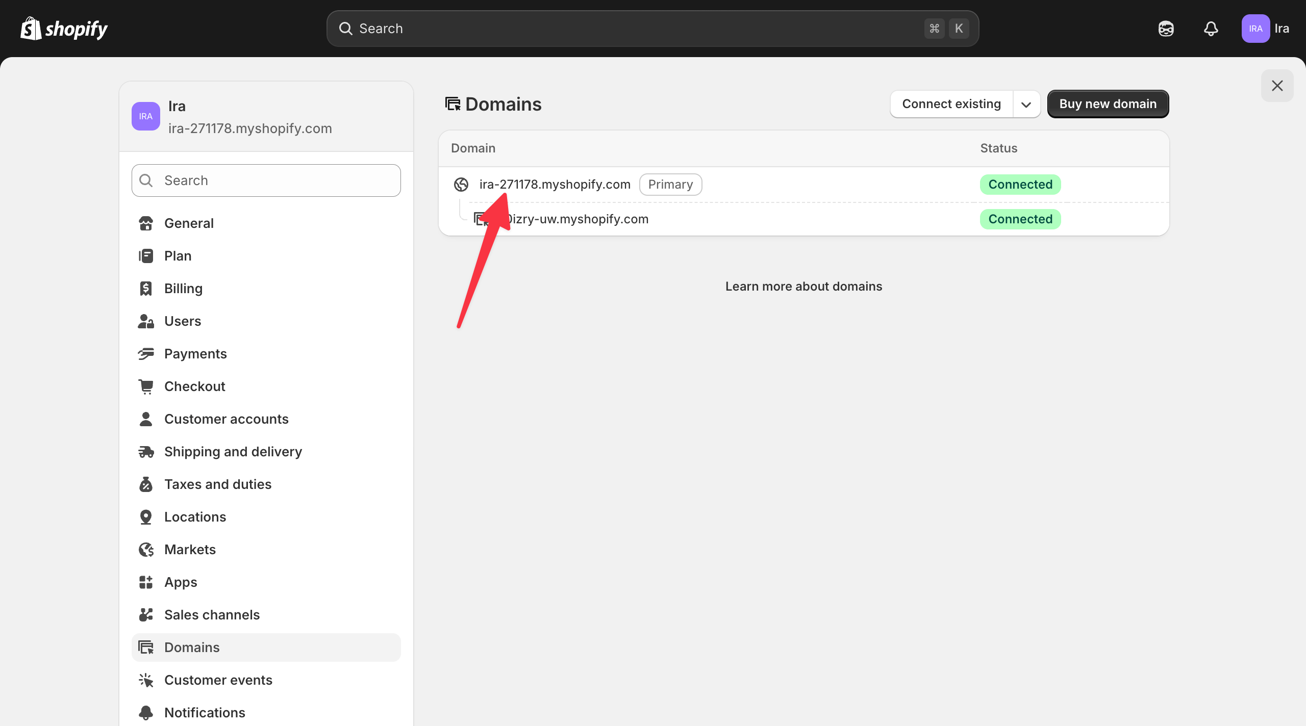 Find your store domain