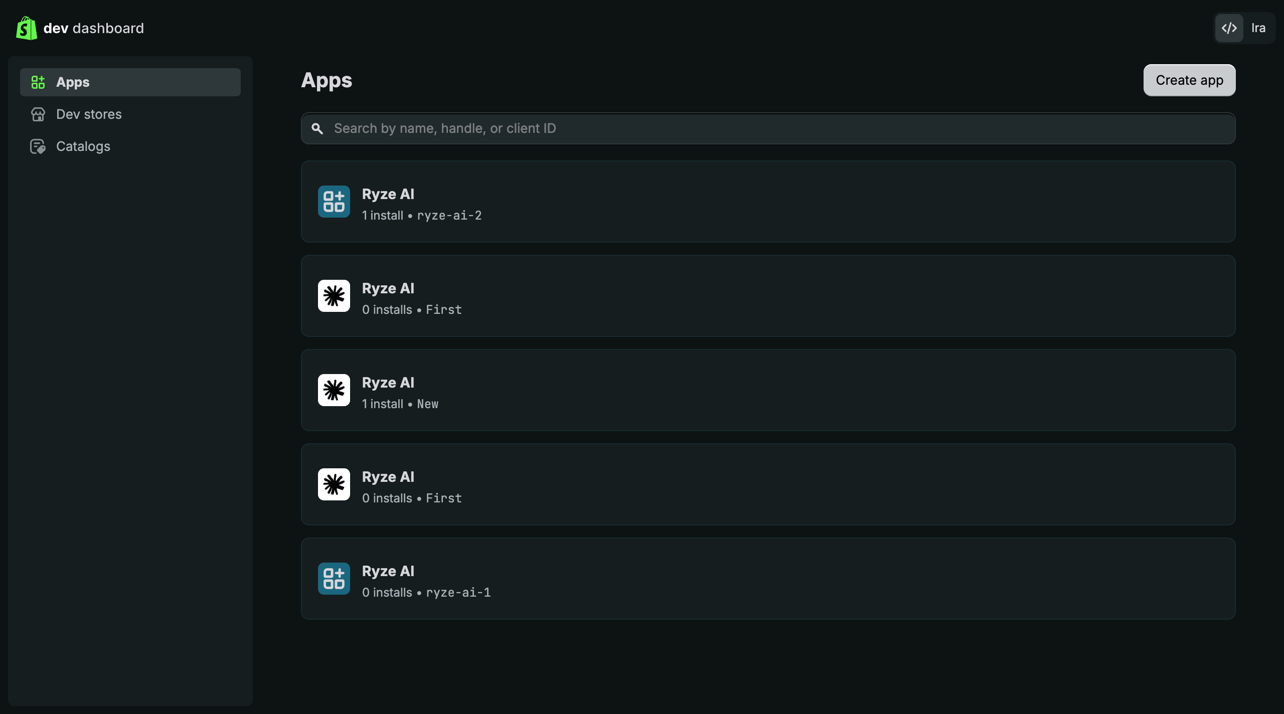 Create app in the Dev Dashboard