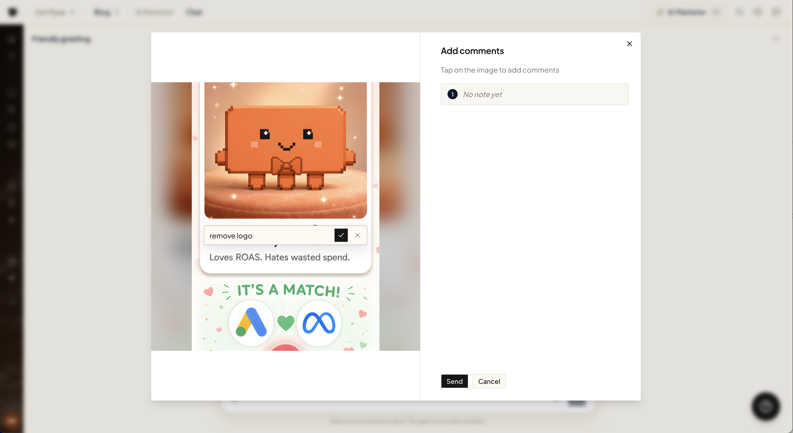 Adding a pinned comment on a creative