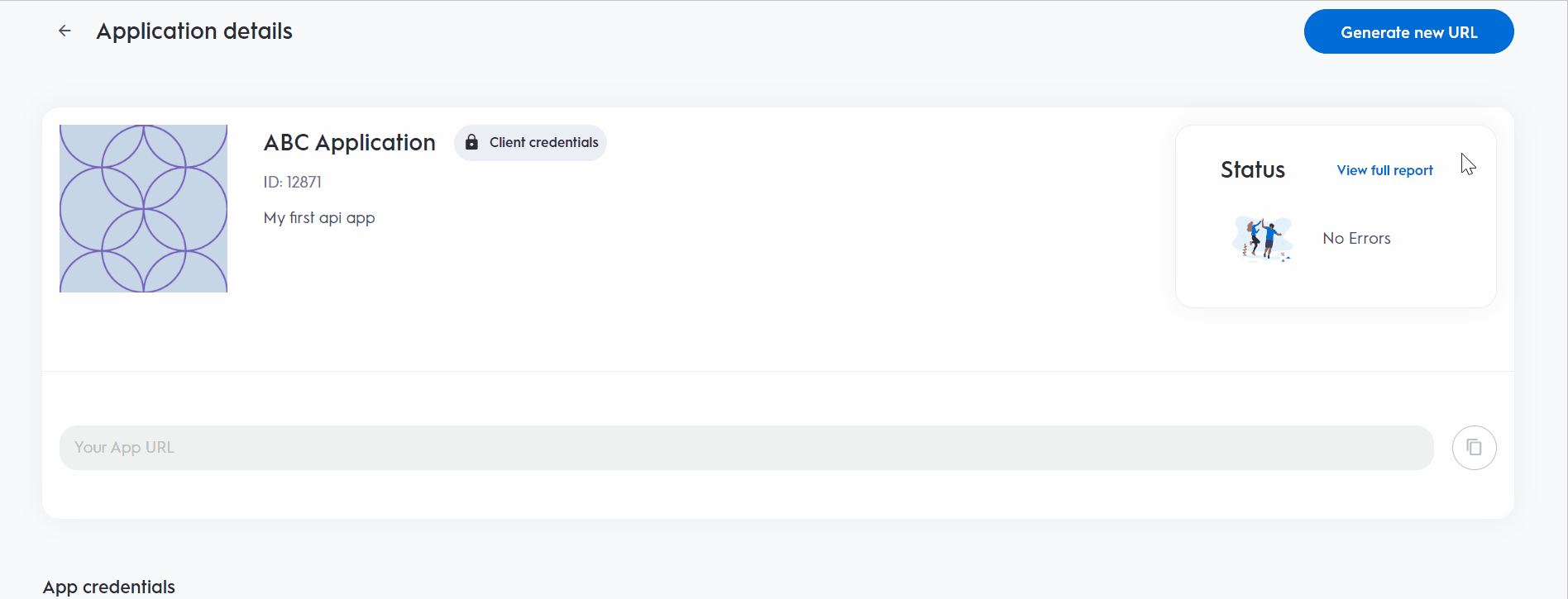Generating a consent URL from the application details page