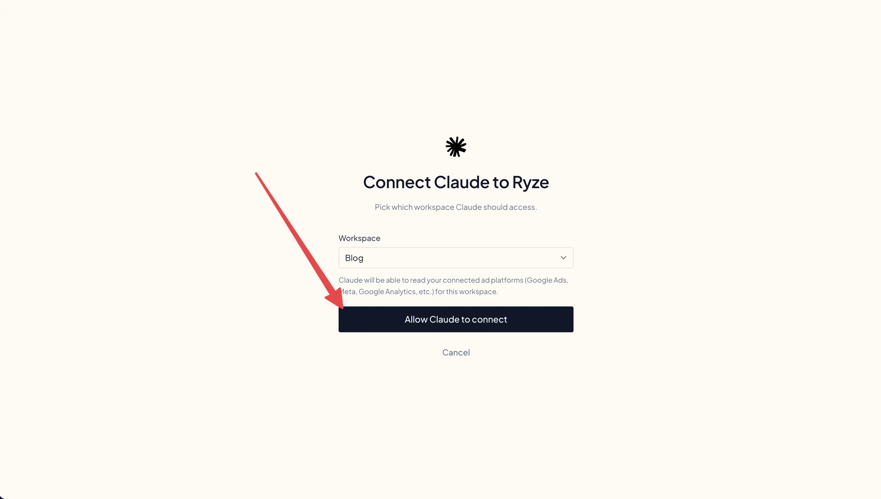 Pick a workspace and allow access