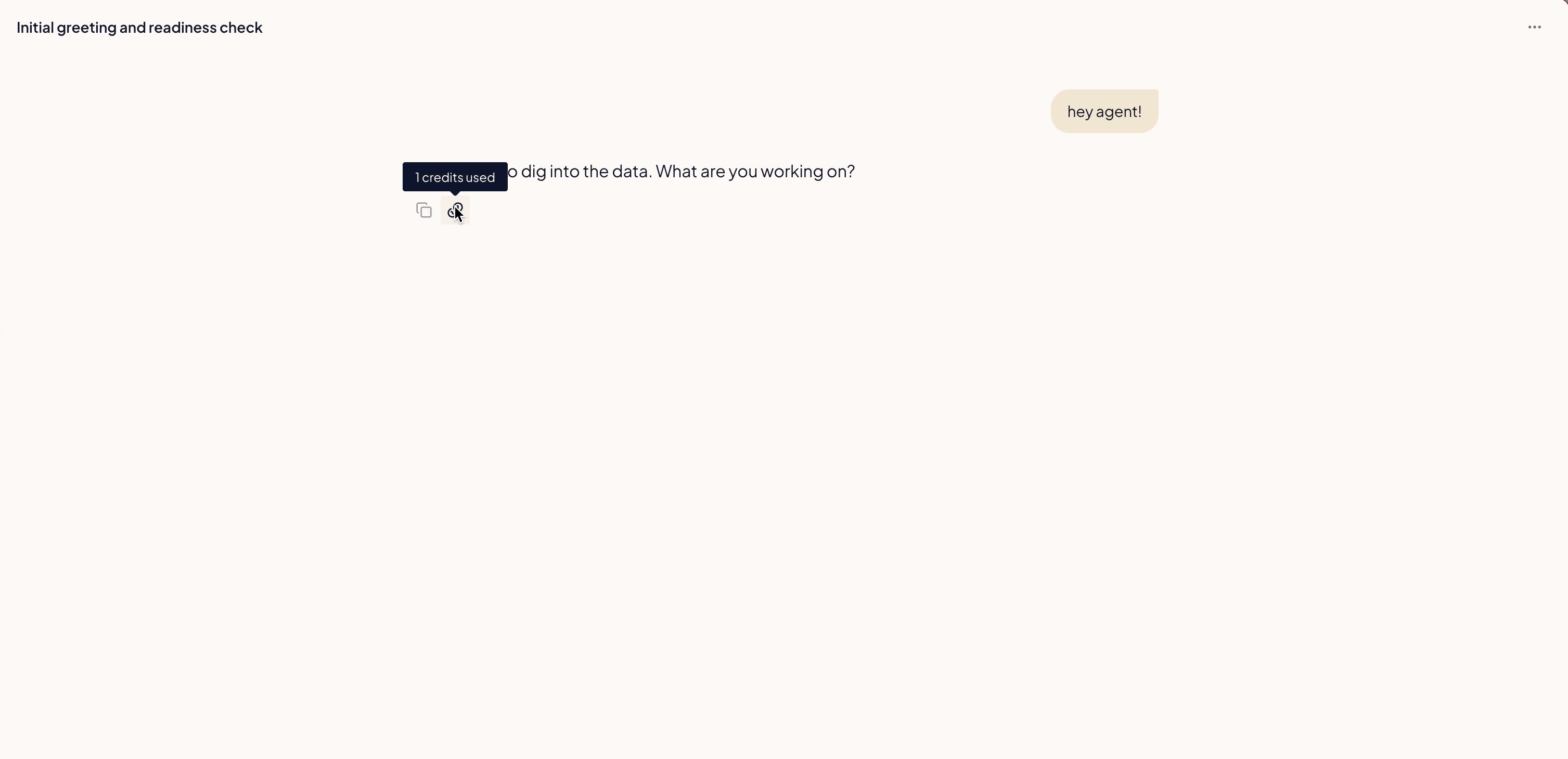 Hovering a message to see 1 credit used