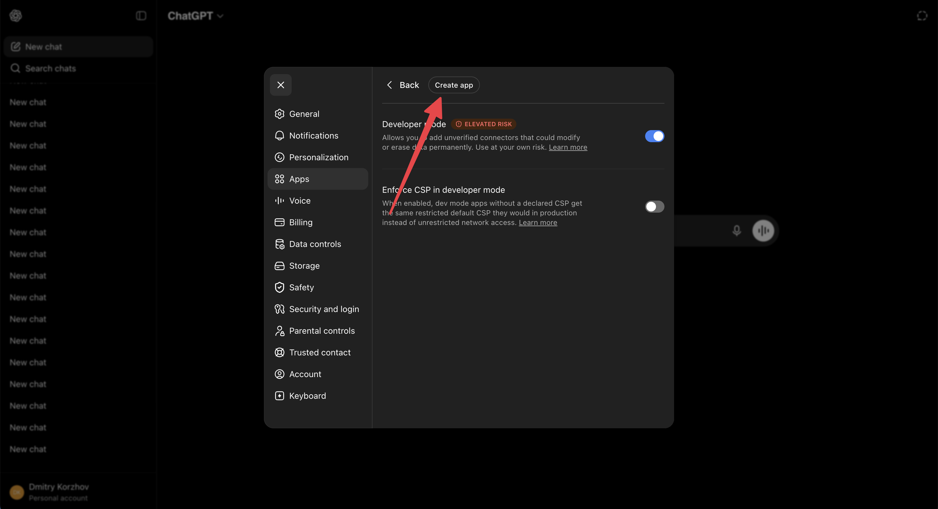 Click Create app