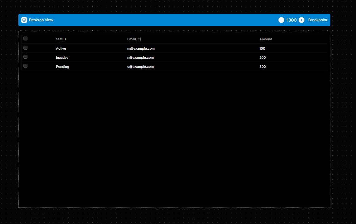 Screenshot of a table example.