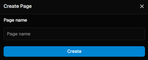 Creating a new page in the Saasio editor by providing a name.