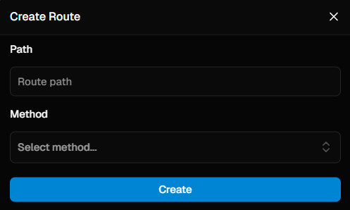 Configuring a new API Route with a path and HTTP method.