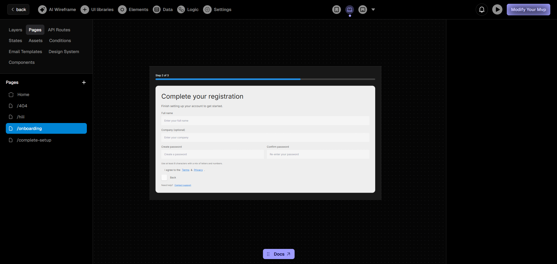 A complete overview of the Saasio Visual Editor.