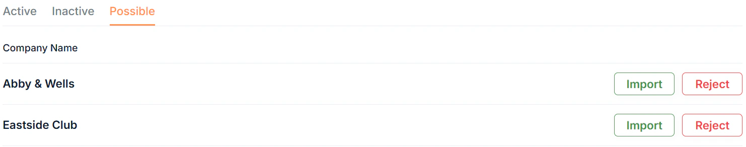 Customers Page Possible Table Screenshot