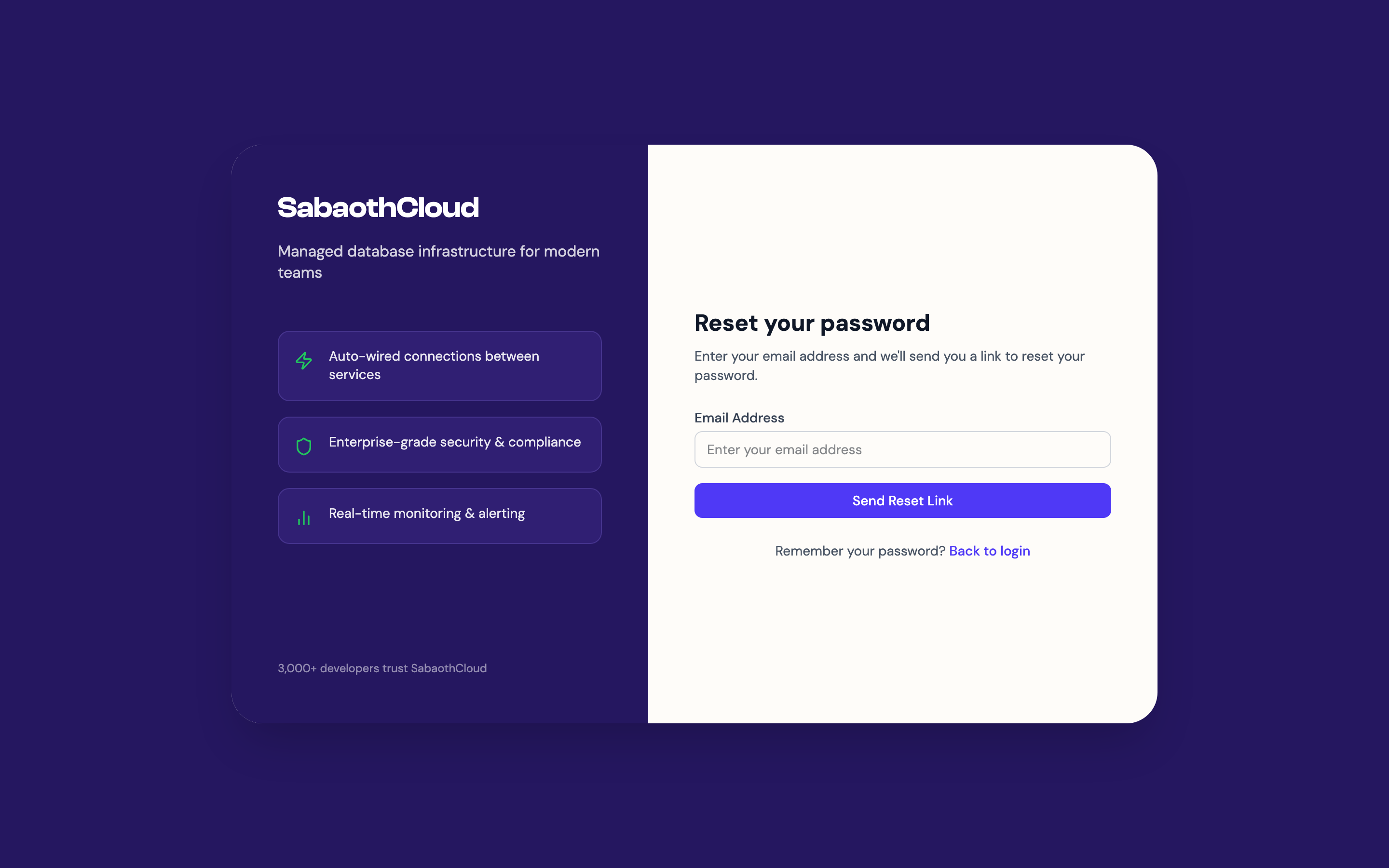 The Reset your password page