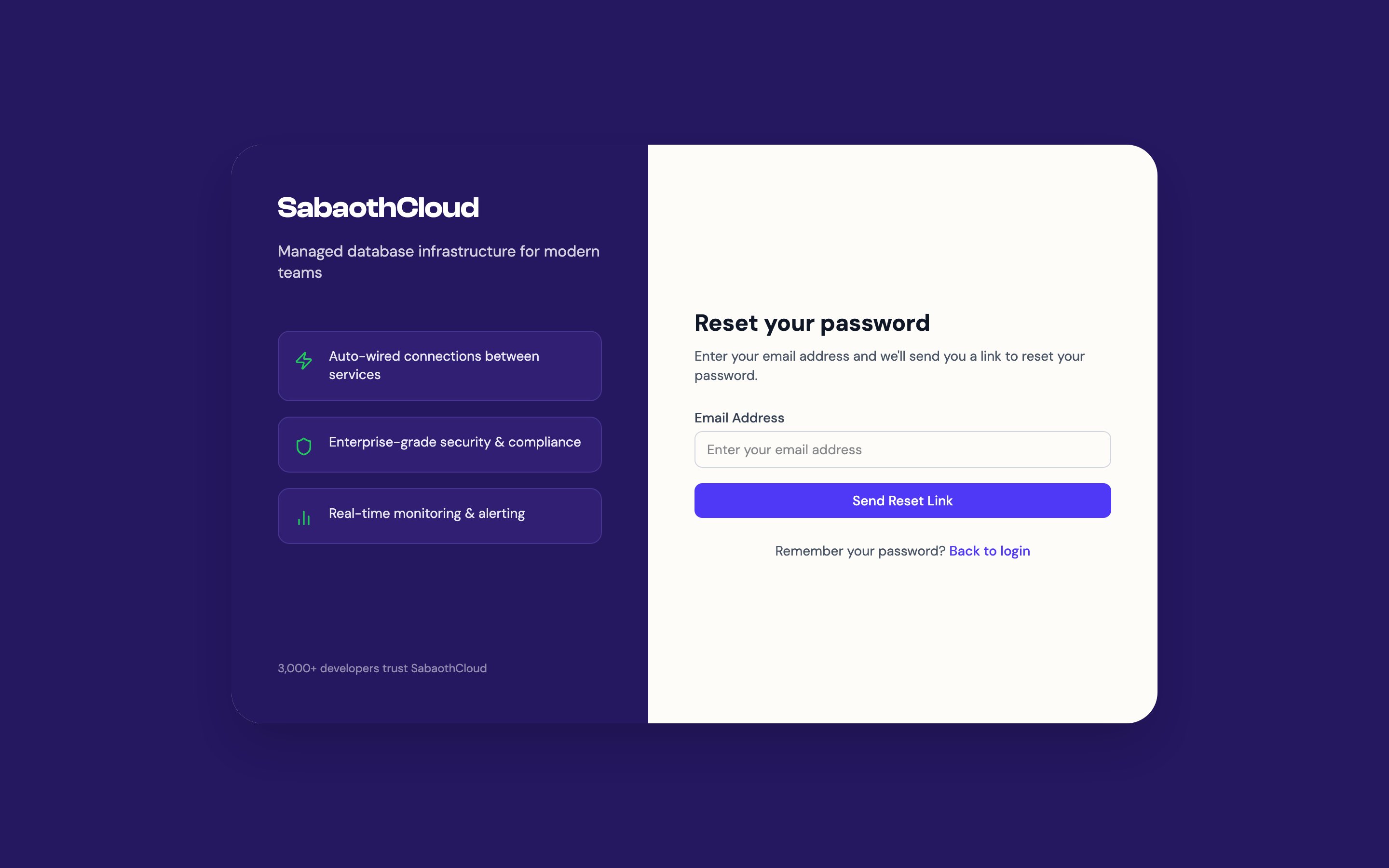 The Reset your password page