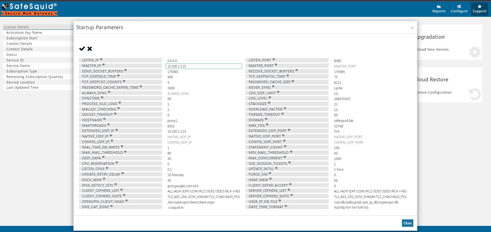 Adding the master proxy server IP address