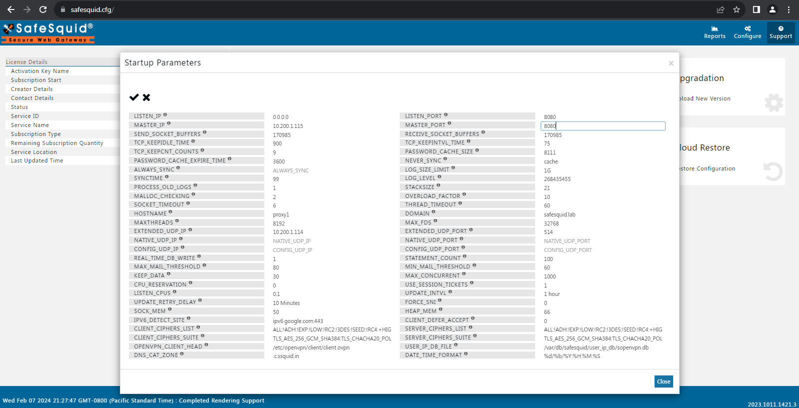 Adding the master proxy server port number