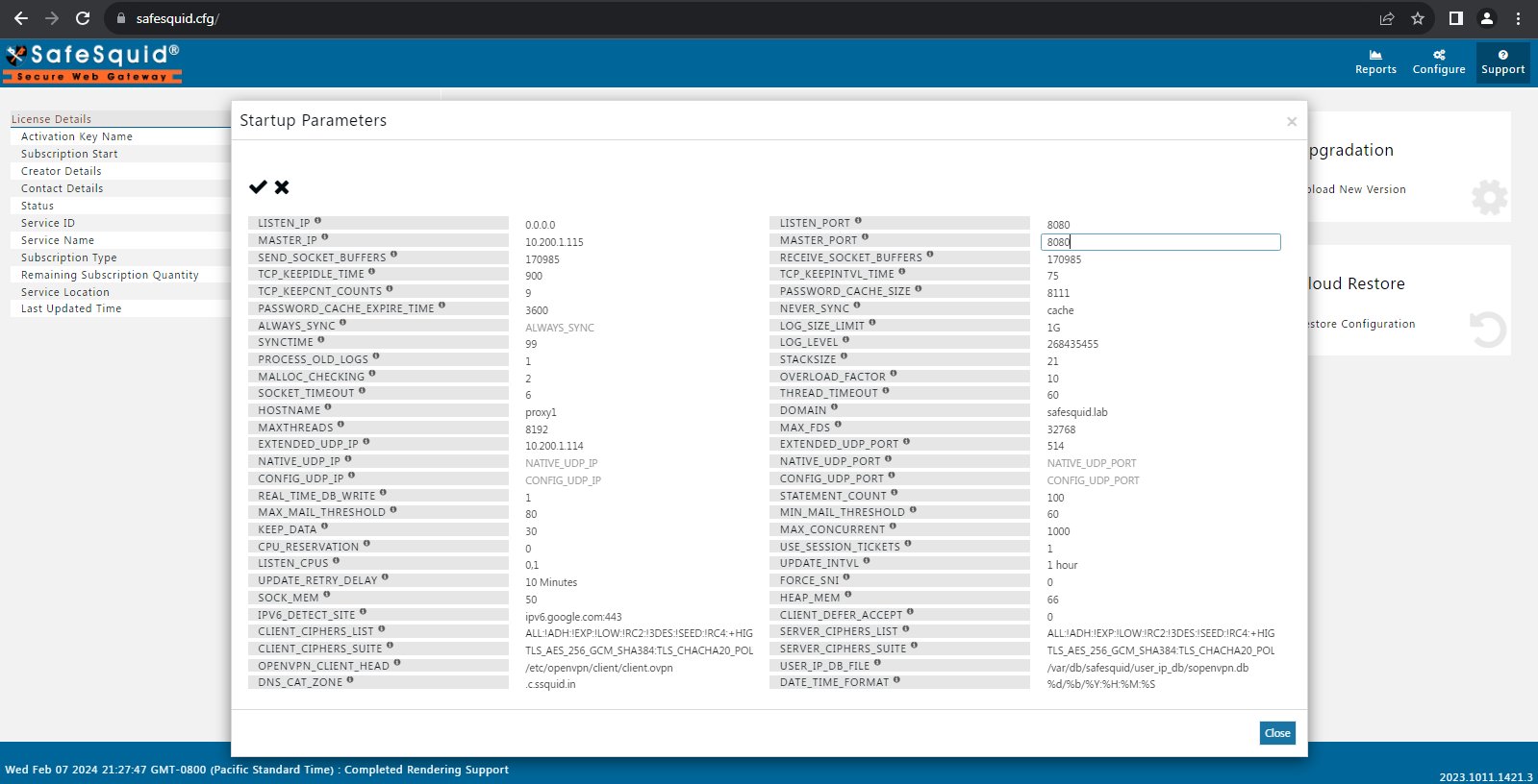 Adding the master proxy server port number