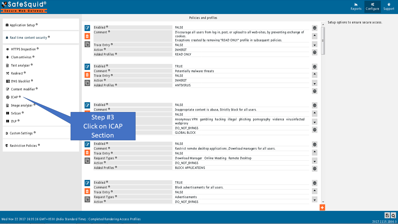 ICAP section in Real-time content security