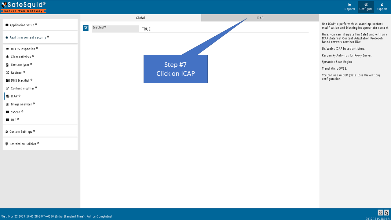 ICAP policies list with ADD icon