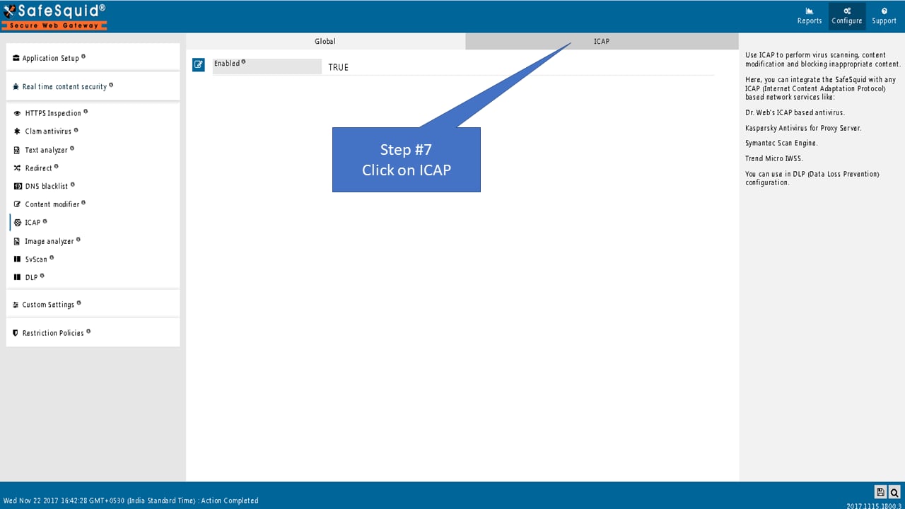 ICAP policies list with ADD icon