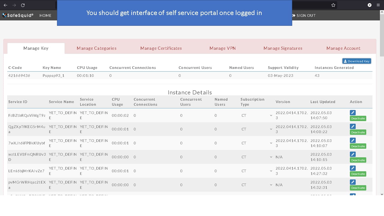 Self-Service Portal login