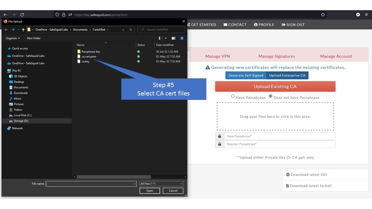 Select CA files