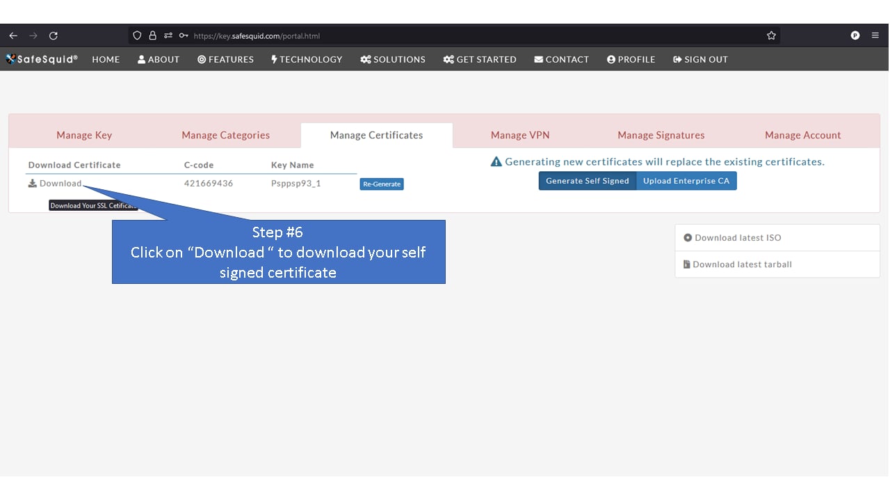 Certificate download