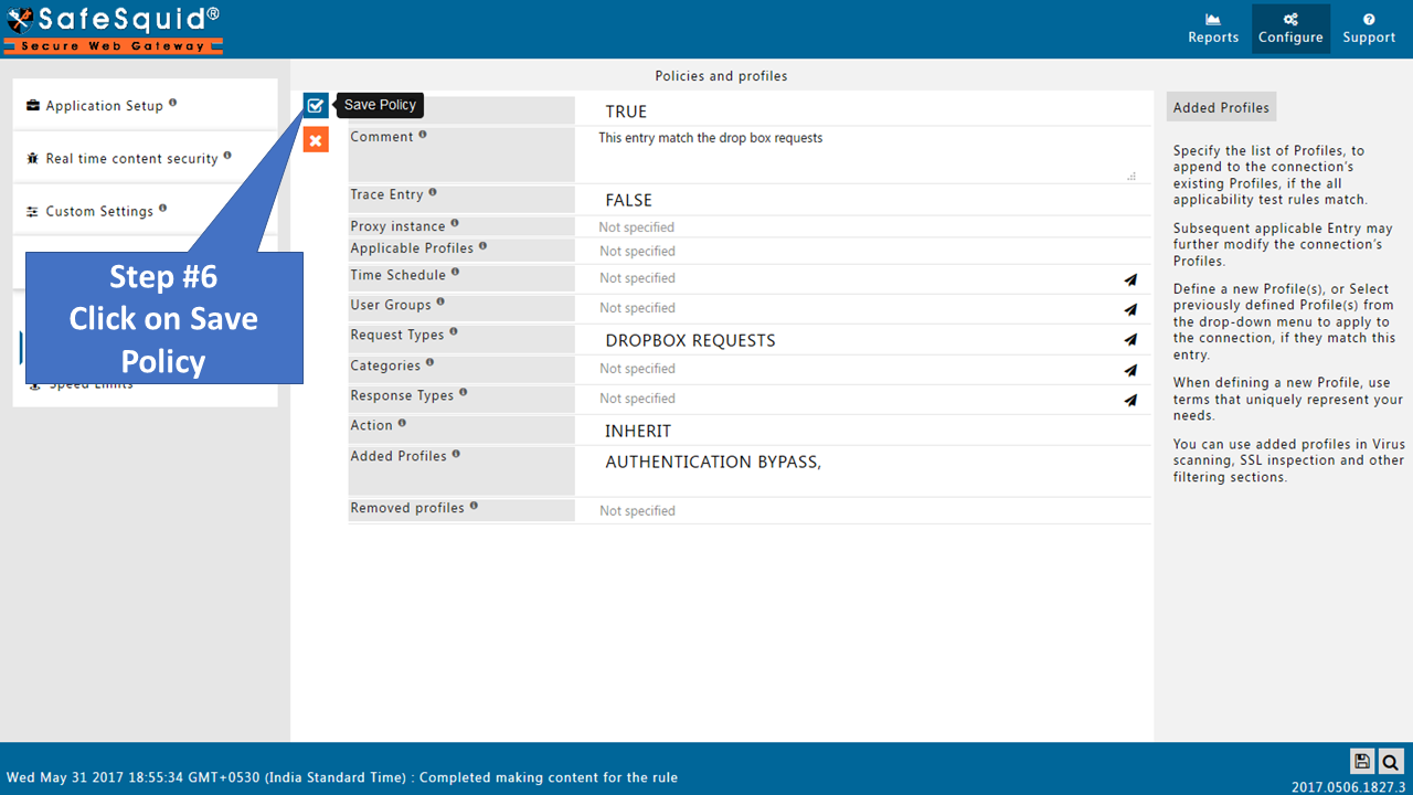 Save authentication bypass access profile