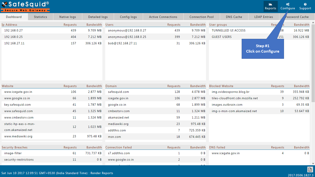 Configure page