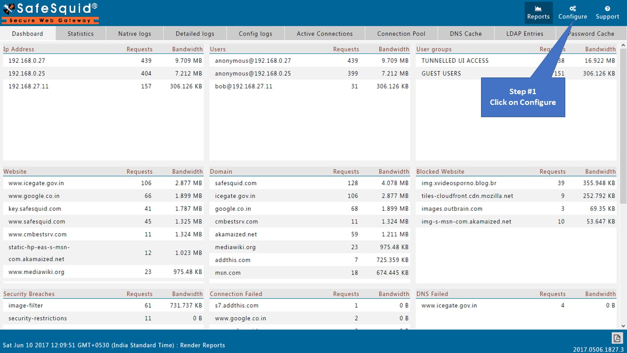 Configure page