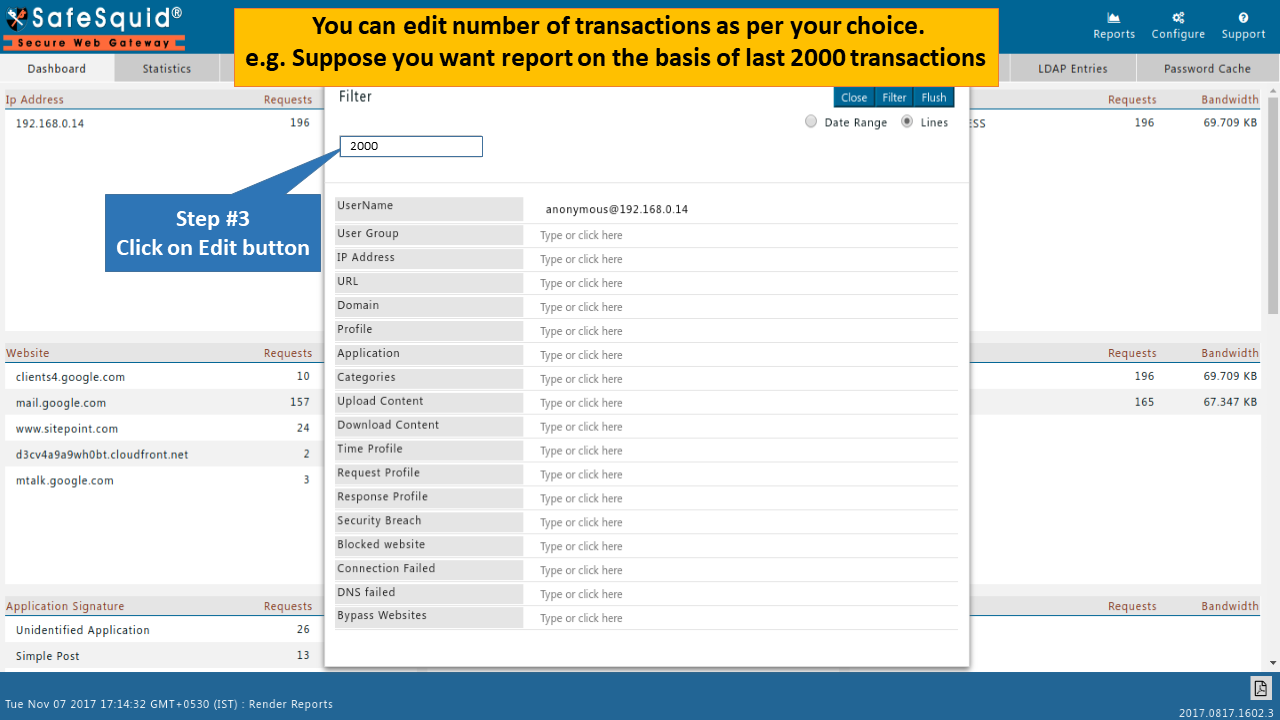 Edit report based on number of transactions
