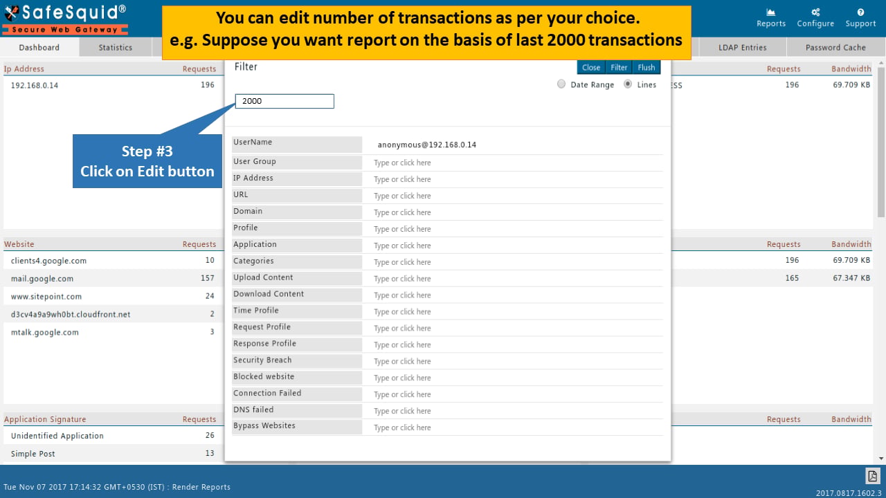 Edit report based on number of transactions