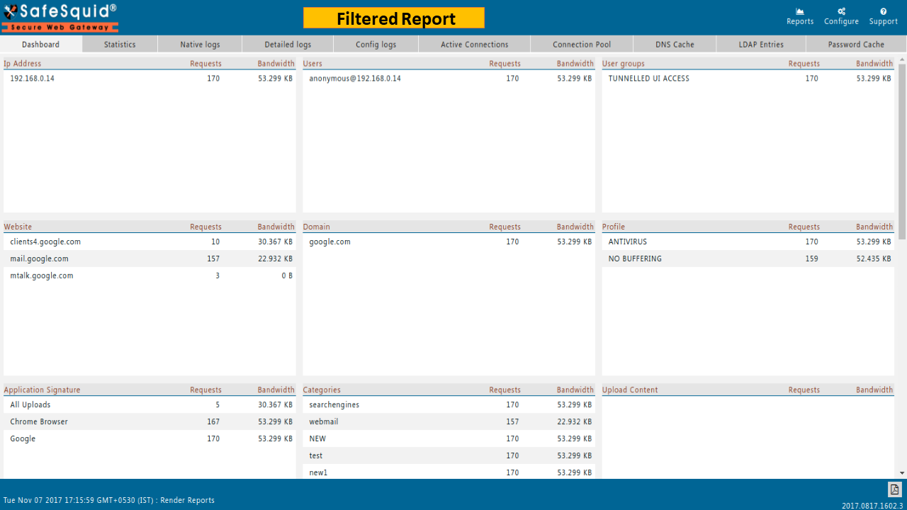 SafeSquid filtered report