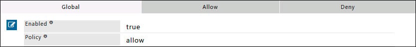 Cookie Filter Global section with Enabled and Policy options