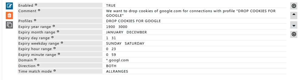 DROP COOKIES FOR GOOGLE rule for domain google.com