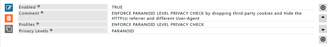 Elevated Privacy rule or entry configuration