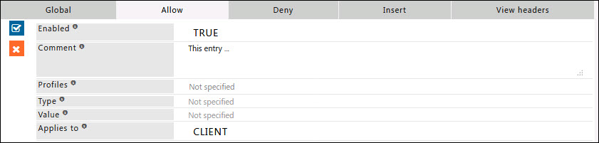 Header Filter Allow sub-section