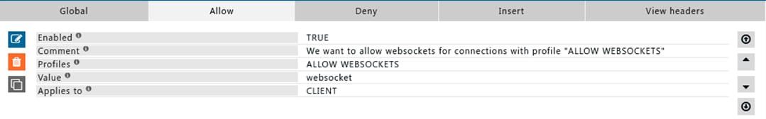 Allow WebSocket rule for ALLOW WEBSOCKET profile