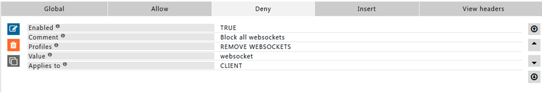 Deny WebSocket rule REMOVE WEBSOCKETS