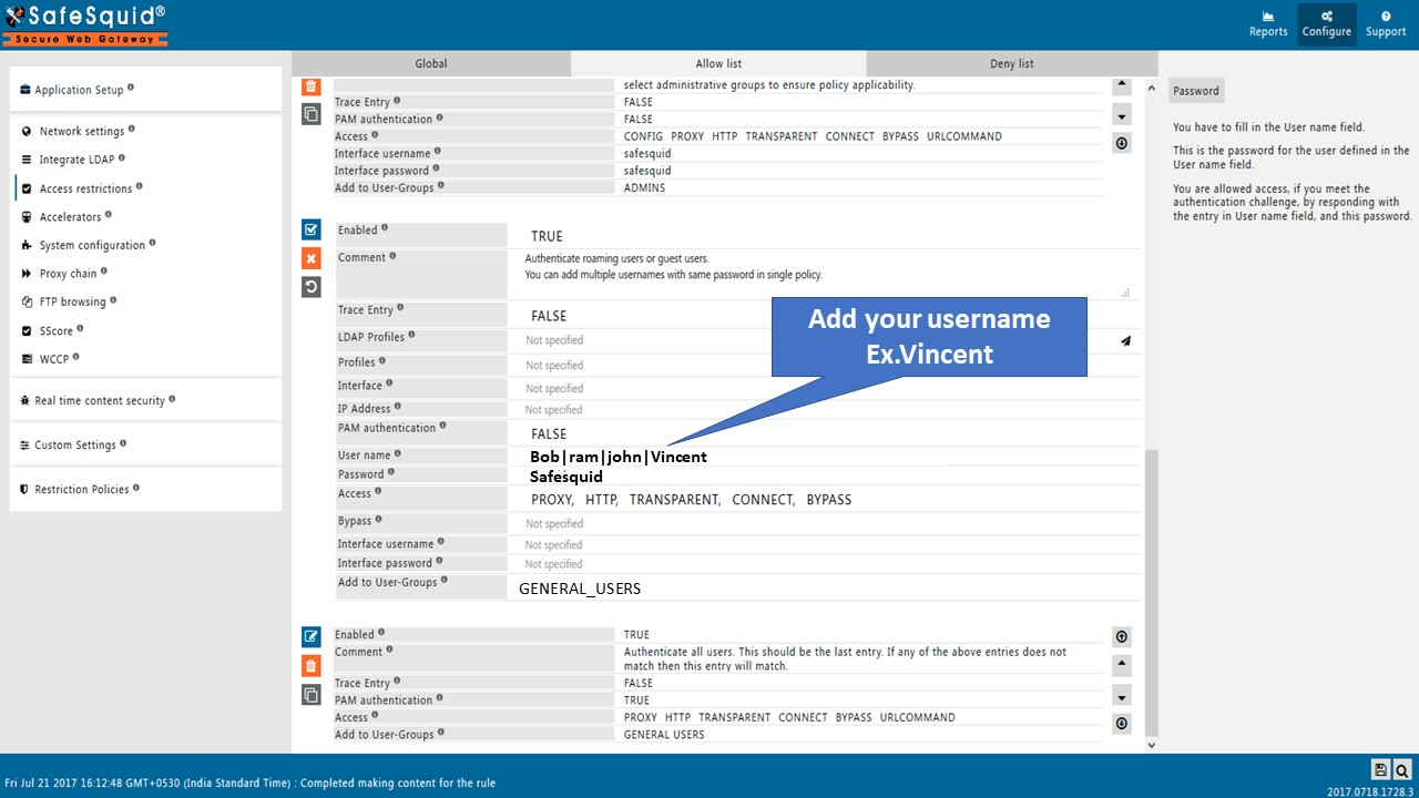 Save BASIC auth user or policy