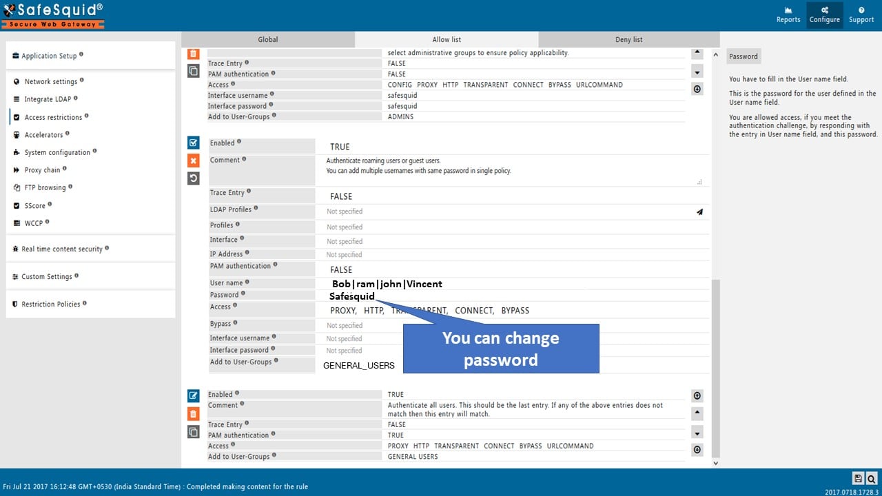 BASIC auth profile applied to access restriction