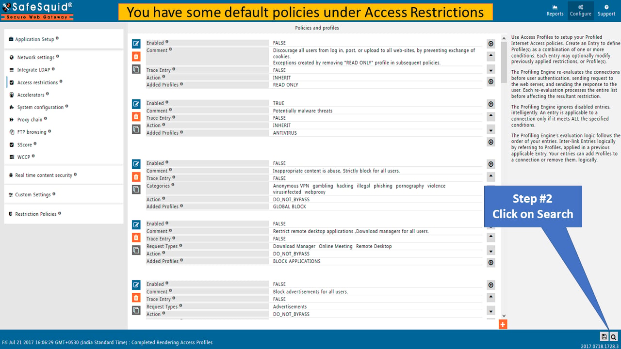 Click Search in Access Profiles