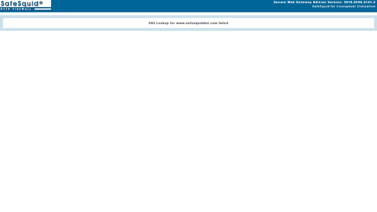 Proxy error showing "DNS Lookup for safesqddns.com failed"