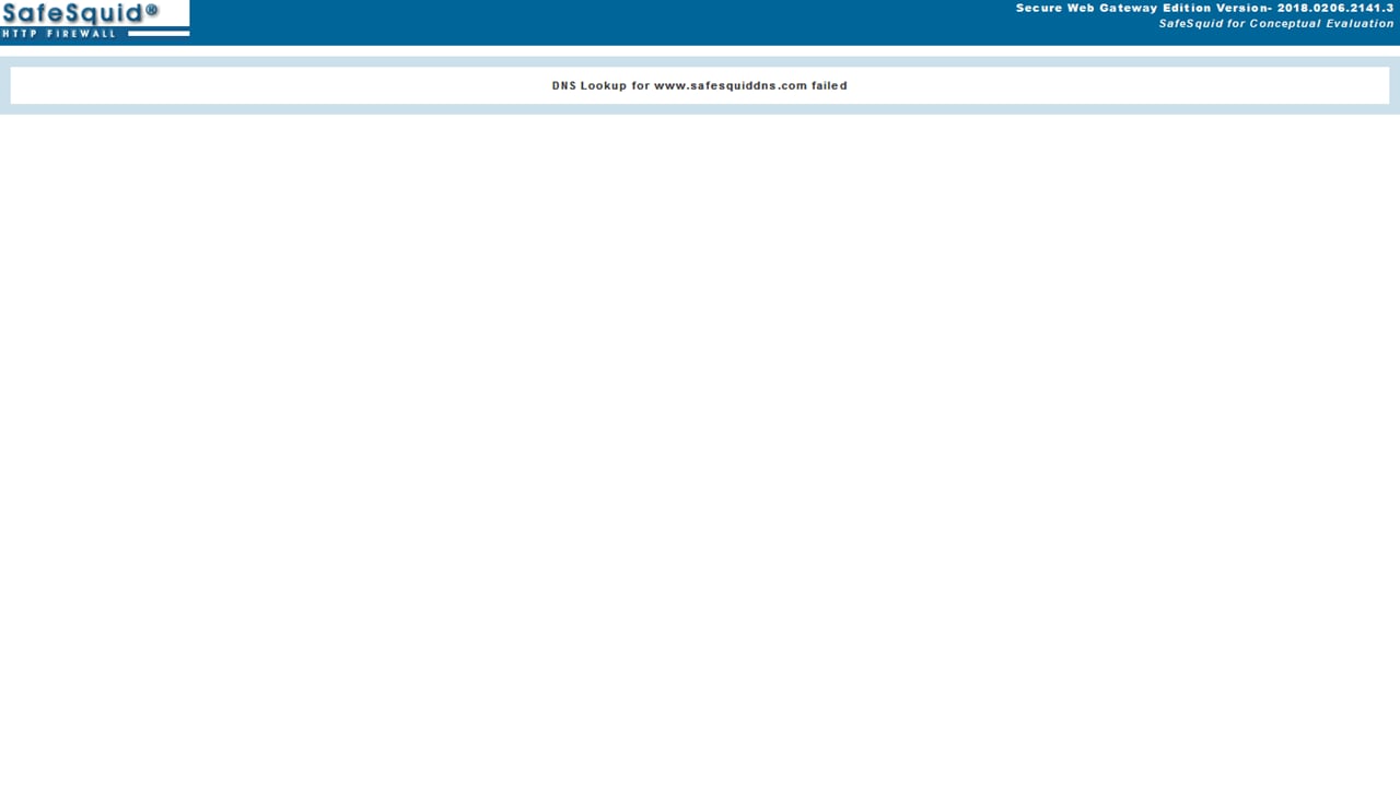 Proxy error showing "DNS Lookup for safesqddns.com failed"
