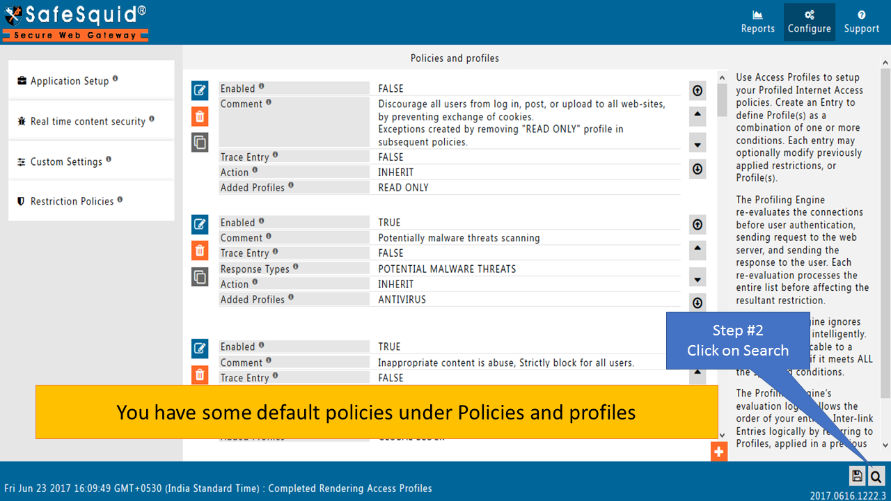 Search box in Access Profiles or Templates list