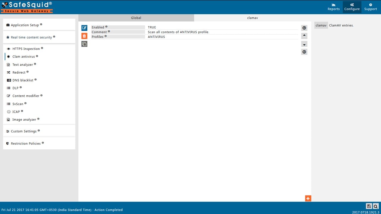 Enable the default policy in the subsection for virus signature detection