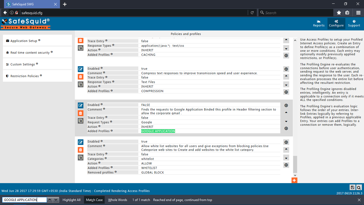Search for the default policy GOOGLE APPLICATION