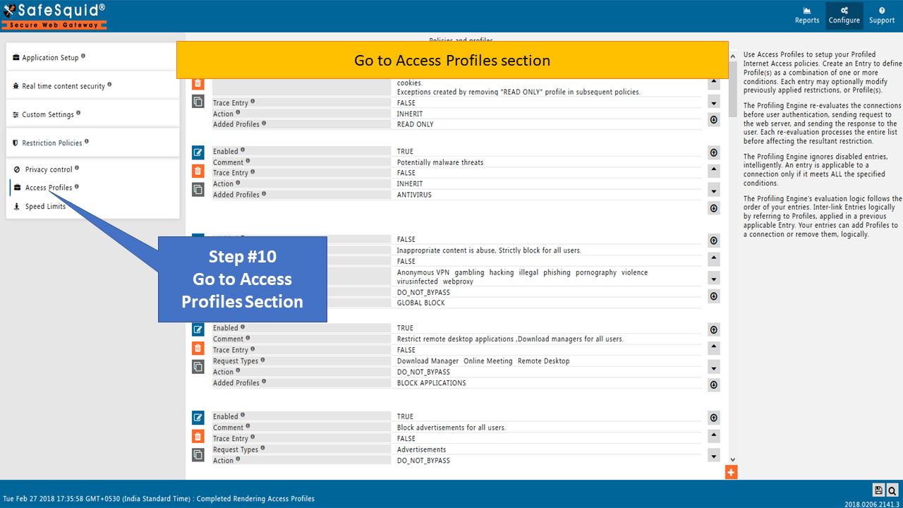 Access Profiles section
